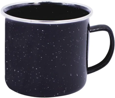 Milestone Camping Enamel Travel Mug, Black, 350ml