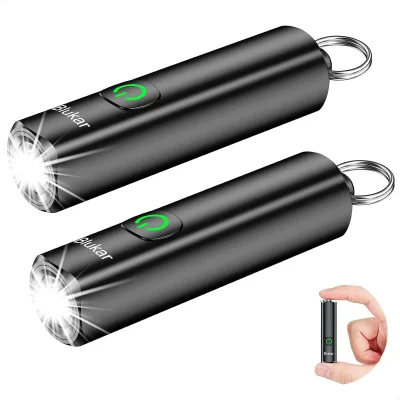 Blukar Mini Torch Rechargeable 2 Pack, 3 Lighting Modes, IPX6 Waterproof, Black
