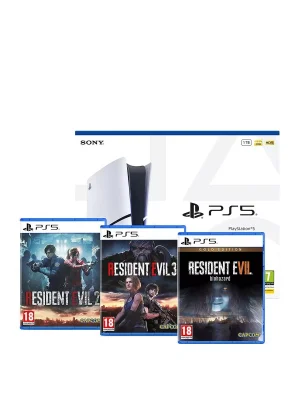 Sony PlayStation 5 Disc Console 1TB + Resident Evil 2/3/7 Gold Edition Bundle