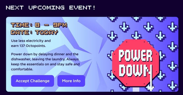 Octopus Energy Saving Session 8–9pm Power Down 137 Octopoints