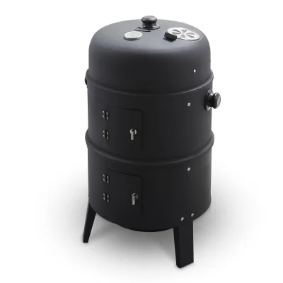 Tower 2-In-1 Smoker Grill with Charcoal & Smoker, Heat Resistant Steel Body, Black