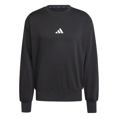 adidas Men's Essentials Feelcozy Fleece Sweatshirt, Black/White, Size M
