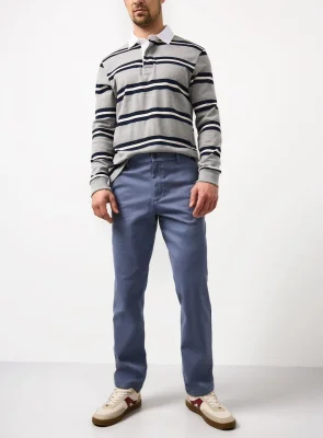Men's Blue Straight Leg Chino Trousers 32L