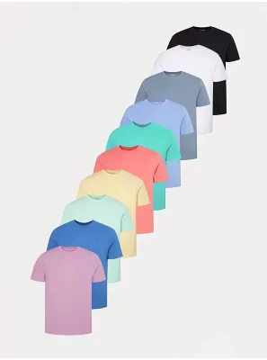George Men's Crew Neck T-Shirts 10 Pack (2 Colour Options) Sizes S-4XL