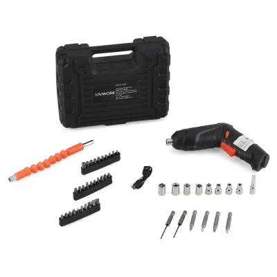 47-Piece Multifunctional Foldable Wireless Electric Screwdriver Kit, 1200mAh Battery, Black