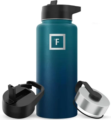 Iron Flask Water Bottle 950ml 32oz Vacuum Insulated Stainless Steel (3 Lids) Leak Proof