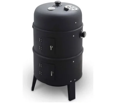 Tower T978573 2-in-1 Smoker & BBQ Charcoal Grill, 38cm Cooking Area, Black