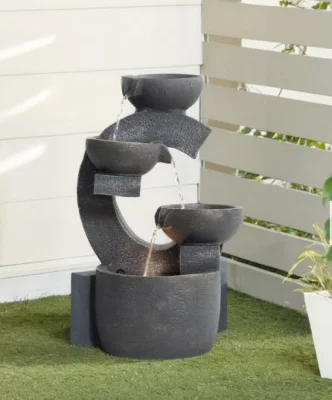 3-tier Outdoor Electric Cascading Bowls Fountain, Grey, 30cm