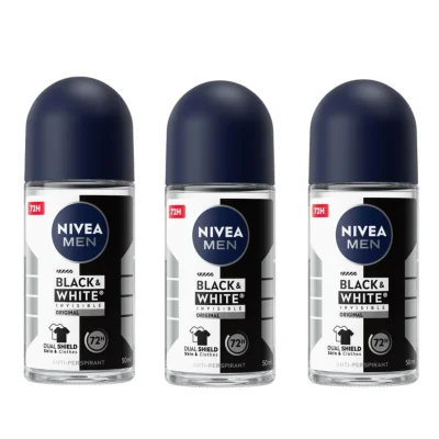 3 x NIVEA MEN Black & White Original Roll-On Antiperspirant 50ml