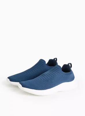 Navy Knitted Slip On Trainers - Navy - Sizes 7, 11 & 12