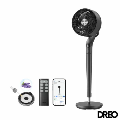 DREO TurboPoly 350S Smart Pedestal Fan with 3D Oscillation