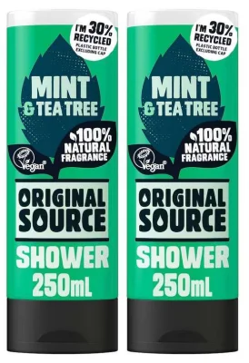 2 x Original Source Shower Gel 250ml (Mint & Tea Tree/Apple/Coconut Shea Butter/Lime/Lemon/Rhubarb & Raspberry/Peach Nectar)