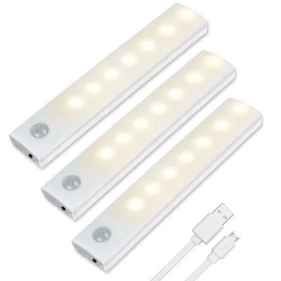 Vicloon Motion Sensor Cabinet Lights 3 Pack LED Cupboard Lights White/Warm White
