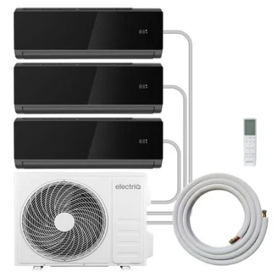 electriQ iQool Multi-Split 3 x 9000 BTU Smart Wall Mounted Split Air Conditioner Heat Pump Black