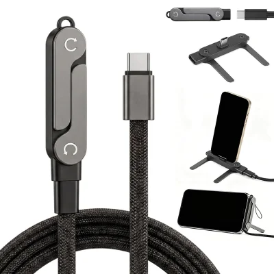 NingkuiTech 2-in-1 Detachable Holder Charger Cable with Stand, 240W Silicone Fast Charge Cable