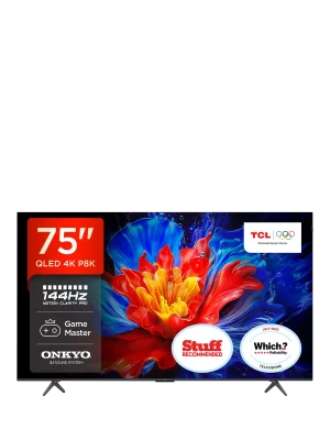 TCL 75P8K-UK (2025) 75" QLED HDR 4K Ultra HD Smart TV with Dolby Atmos, Black