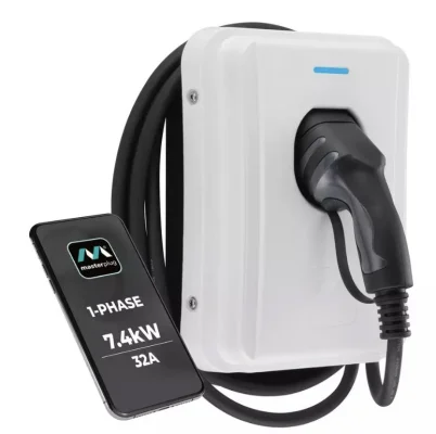 Masterplug Type 2 7.4kW 5m Tethered EV Charger, White
