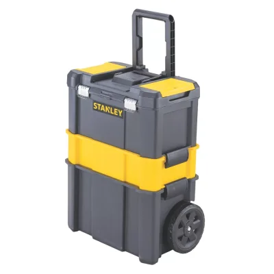 Stanley 3-Tier Rolling Workshop Tool Storage System with 18in Storage Bin & 35kg Capacity