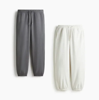 H&M Men's Relaxed Fit Cotton Blend Sweatpants, White/Grey, Size S-XXL