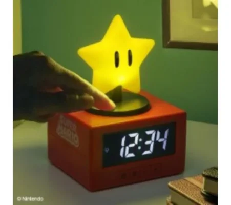 Paladone Nintendo Super Star Icon Alarm Clock & Night Light (Officially Licensed)