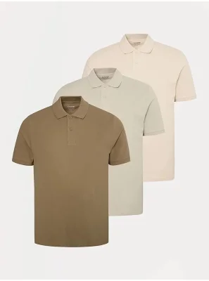 George Regular Fit Short Sleeve Polo Tops 3 Pack (Neutral/Cream, Green, Red/Pink)