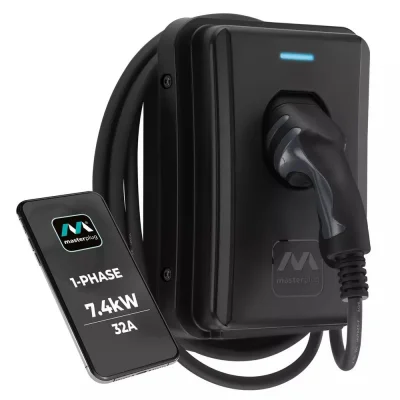 Masterplug Smart EV Home Wall Charger Type 2, Tethered 5m Cable