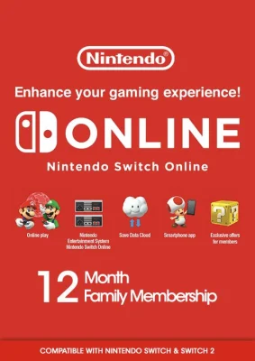 Nintendo Switch Online 12 Months Family Membership - Switch & Switch 2 - Key