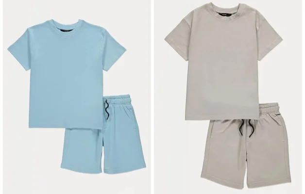 Light Blue/Taupe T-Shirt and Shorts Outfit, Size 1.5-16 Years