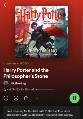 Harry Potter and the Philosopher’s Stone Audiobook (Spotify)