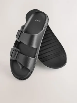 Black Two Buckle EVA Sandals, Sage (S/M/L)