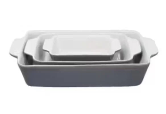George Home Grey Ceramic 3-Piece Roaster Set