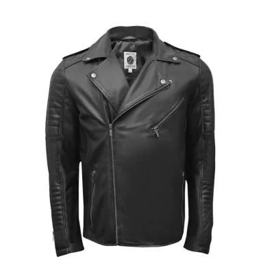 Pretty Green Men's Genuine Sheepskin Leather Biker Jacket (Sizes S-2XL)