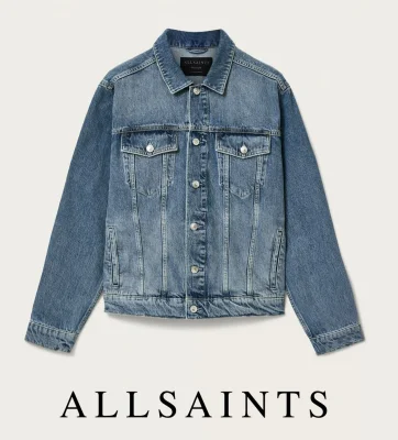AllSaints Men's 100% Organic Cotton Denim Jacket