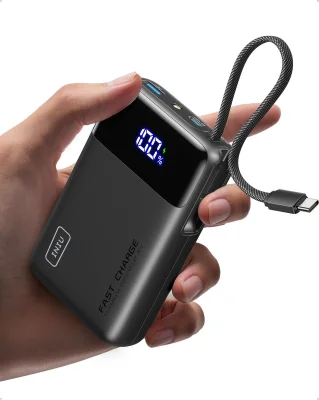 INIU 20000mAh 45W Fast Charging Power Bank with Integrated Cable & Digital Display