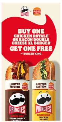 Buy One Get One Free Chicken Royale or Bacon Double Cheese XL Voucher (Pringles Offer)