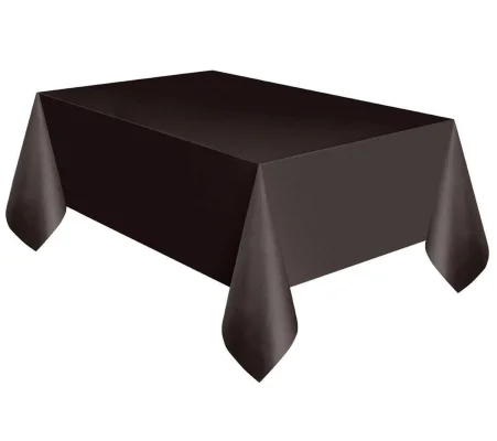Solid Black Rectangular Plastic Table Cover Tablecloth 137cm x 274cm (1 Count)