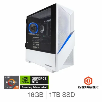 CyberPower Gaming Desktop PC AMD Ryzen 5, 16GB RAM, 1TB SSD, NVIDIA GeForce RTX 5060